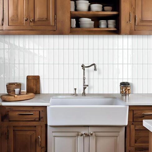 White Peel and Stick Backsplash Kitchen Rectangle Subway Self Adhesive Wall Tiles (10-Sheet,12"x12") in Saudi Arabia