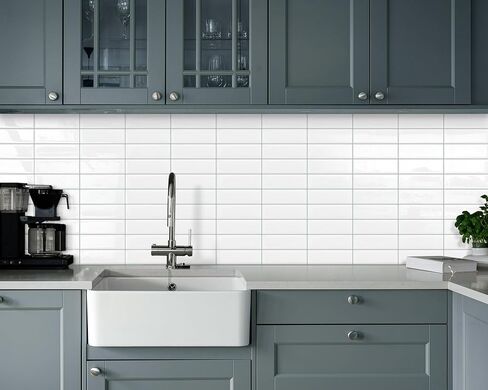 White Peel and Stick Backsplash Kitchen Rectangle Subway Self Adhesive Wall Tiles (10-Sheet,12"x12") in Saudi Arabia