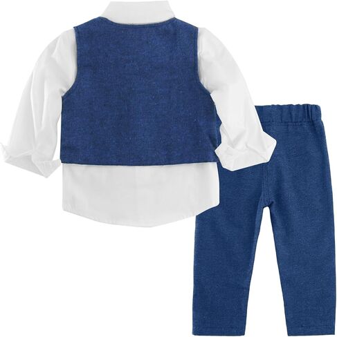 Baby Boy Suit Toddler Formal Outfit Kids 3 Piece Vest Gentleman Clothes Long Sleeve Shirt Pants Set 3 M-5 Y in Saudi Arabia