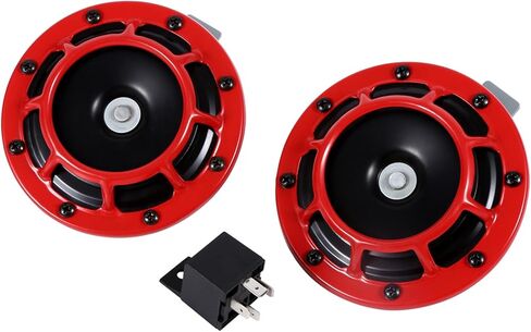 Akozon Car Grille Mount Electric Blast Tone Horn Loud Compact Red 12V for Vehicles in Saudi Arabia