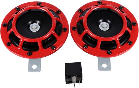 Akozon Car Grille Mount Electric Blast Tone Horn Loud Compact Red 12V for Vehicles in Saudi Arabia