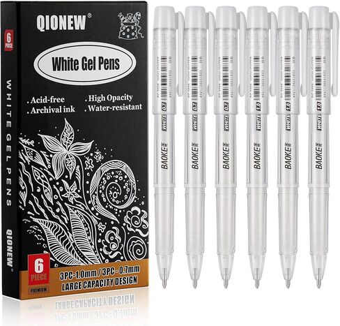 مجموعة أقلام جل Qionew 3 ألوان - أبيض وذهبي وفضي .1 مم أقلام حبر هلامية رفيعة للغاية أقلام حبر أرشيفية غير شفافة لرسم الورق الأسود، والرسم، والتوضيح، وصناعة البطاقات، وتدوين الرصاصات in Kuwait