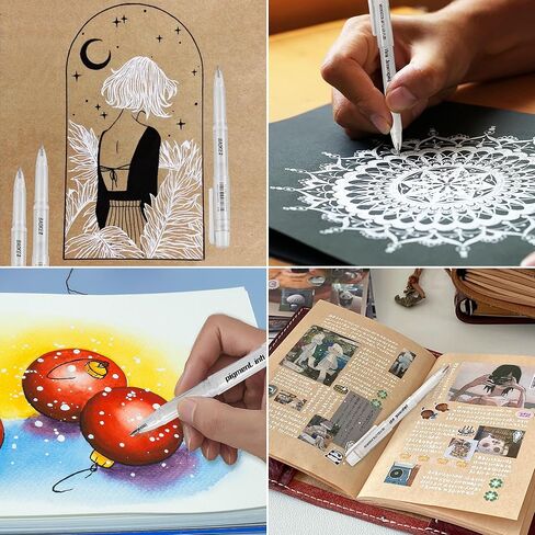 مجموعة أقلام جل Qionew 3 ألوان - أبيض وذهبي وفضي .1 مم أقلام حبر هلامية رفيعة للغاية أقلام حبر أرشيفية غير شفافة لرسم الورق الأسود، والرسم، والتوضيح، وصناعة البطاقات، وتدوين الرصاصات in Kuwait