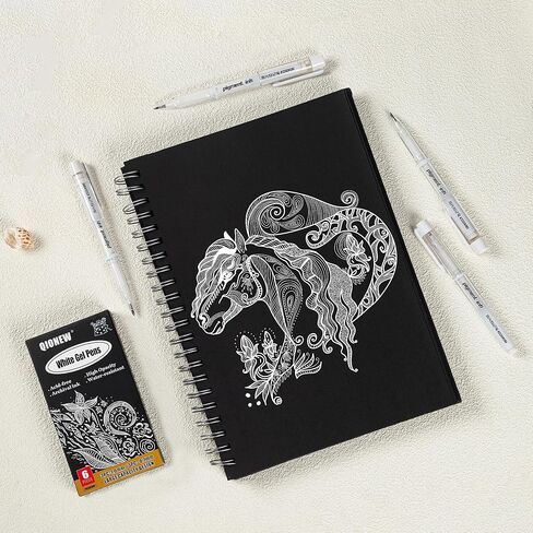 مجموعة أقلام جل Qionew 3 ألوان - أبيض وذهبي وفضي .1 مم أقلام حبر هلامية رفيعة للغاية أقلام حبر أرشيفية غير شفافة لرسم الورق الأسود، والرسم، والتوضيح، وصناعة البطاقات، وتدوين الرصاصات in Kuwait