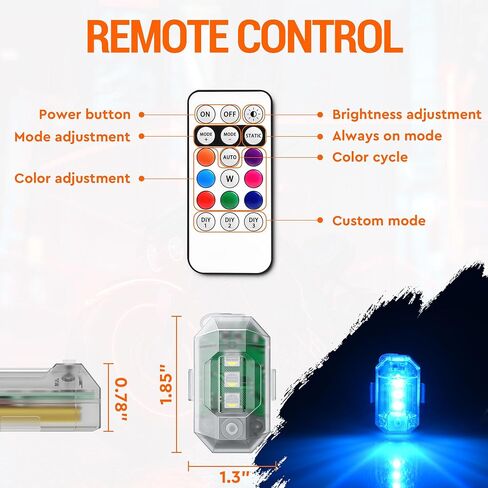 Wireless LED Strobe Lights with Remote Control, High Brightness 8 Colors Anti-Collision Lights Waterproof Emergency Warning Lights for Car Motorcycle Drone Aircraft Bike (8 Pcs) in Saudi Arabia