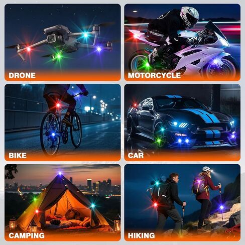 Wireless LED Strobe Lights with Remote Control, High Brightness 8 Colors Anti-Collision Lights Waterproof Emergency Warning Lights for Car Motorcycle Drone Aircraft Bike (8 Pcs) in Saudi Arabia