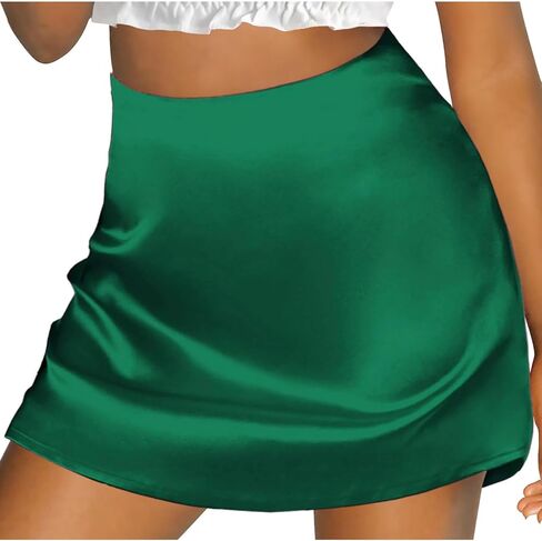 Women's Elegant Silky Satin Mini Skirt High Waist Short Skirt Mini A Line Skirts Summer Fashion Outfits Clothes in Saudi Arabia