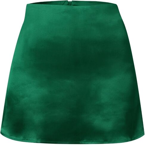 Women's Elegant Silky Satin Mini Skirt High Waist Short Skirt Mini A Line Skirts Summer Fashion Outfits Clothes in Saudi Arabia