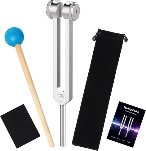 128Hz Tuning Fork,Aluminum Alloy Tuning Fork With Accurate Frequency, with Silicone Hammer and Storage Bag,Suitable For Sound Therapy,Yoga,Meditation,And Relaxation in Kuwait