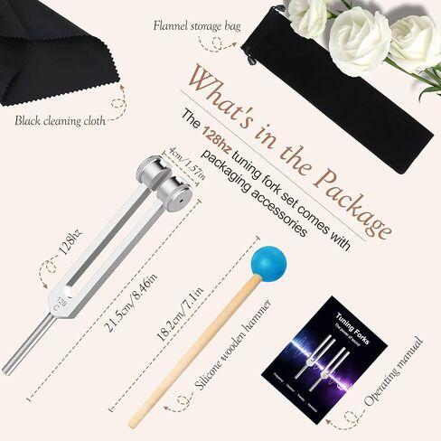 128Hz Tuning Fork,Aluminum Alloy Tuning Fork With Accurate Frequency, with Silicone Hammer and Storage Bag,Suitable For Sound Therapy,Yoga,Meditation,And Relaxation in Kuwait