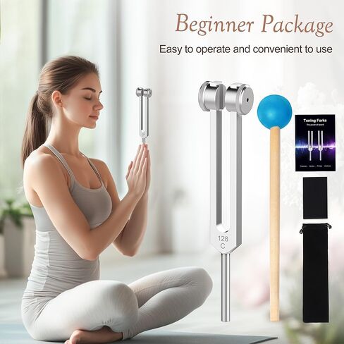 128Hz Tuning Fork,Aluminum Alloy Tuning Fork With Accurate Frequency, with Silicone Hammer and Storage Bag,Suitable For Sound Therapy,Yoga,Meditation,And Relaxation in Kuwait