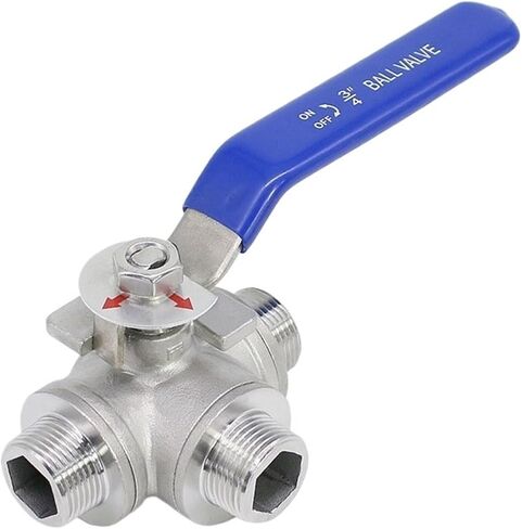 1/2 3/4 Inch Sainless Steel External Threaded Three Way Ball Valve L Type T Type Manual Valve Switch Valve Water Valve 1Pcs(T Type,0.5 Inch) in Saudi Arabia