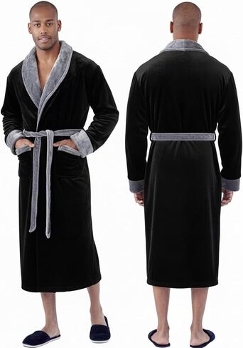 رداء Lotus Linen رجالي من القطيفة، أرواب طويلة بغطاء للرأس ناعمة للرجال، أردية حمام فاخرة للرجال in Saudi Arabia
