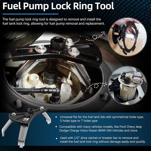 Universal Fuel Pump Removal Tool, 5.31" to 7.17" Adjustable Fuel Pump Lock Ring Tool, Fuel Tank Lock Ring Removal & Install Tool, Adjustable Lock Ring Spanner, Fuel Lid Tank Cover Collar Ring Spanner in Saudi Arabia
