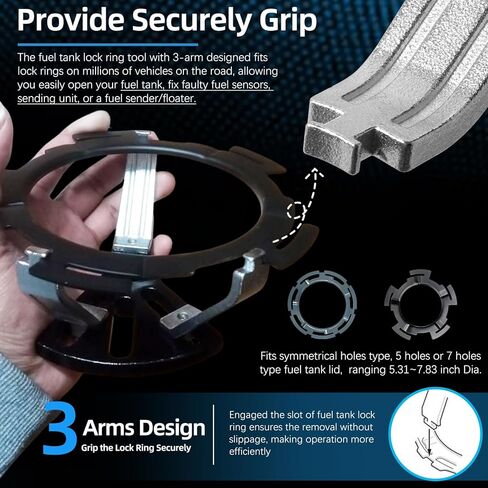 Universal Fuel Pump Removal Tool, 5.31" to 7.17" Adjustable Fuel Pump Lock Ring Tool, Fuel Tank Lock Ring Removal & Install Tool, Adjustable Lock Ring Spanner, Fuel Lid Tank Cover Collar Ring Spanner in Saudi Arabia