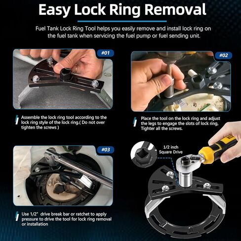 Universal Fuel Pump Removal Tool, 5.31" to 7.17" Adjustable Fuel Pump Lock Ring Tool, Fuel Tank Lock Ring Removal & Install Tool, Adjustable Lock Ring Spanner, Fuel Lid Tank Cover Collar Ring Spanner in Saudi Arabia