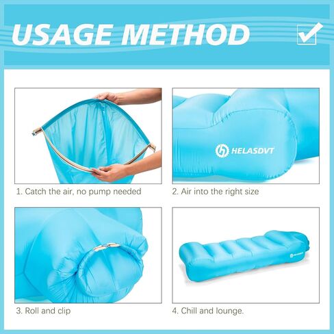 كرسي أريكة هوائي قابل للنفخ من Helasdvt، أريكة محمولة قابلة للنفخ مقاومة للماء، خفيفة الوزن وسهلة التركيب، أرجوحة هوائية، أريكة قابلة للنفخ للتخييم في الهواء الطلق، الشاطئ، المهرجانات، السفر (برتقالي، 3 * 6) in Kuwait