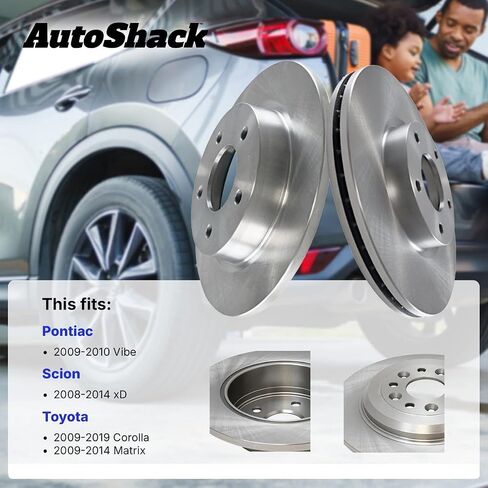 AutoShack Front Brake Rotors | Replacement For 2009-2014 Toyota Matrix 2009-2019 Corolla 2008-2014 Scion xD 2009-2010 Pontiac Vibe 1.8L 2.4L FWD | 2-PC Set in Saudi Arabia