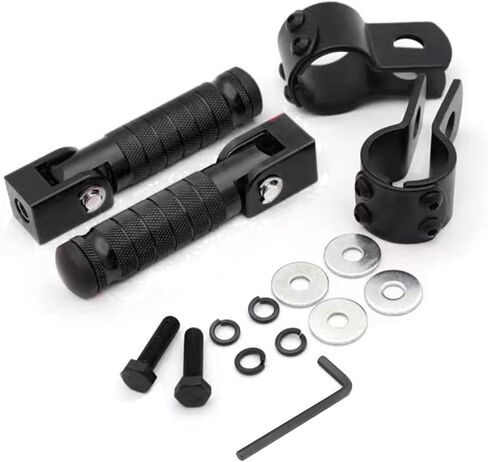 M8 Motorcycle Foot Pegs Foot Rests Foot Pedal 90 Degree Foldable Footpegs CNC Anti-Skid Rear Set Footrest Bicycle Passenger Pedal Universal for Motorbike Mini Bike Dirt Pit Bike (Black) in Saudi Arabia