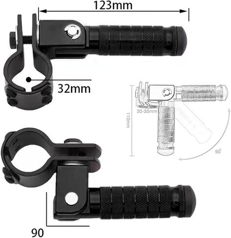 M8 Motorcycle Foot Pegs Foot Rests Foot Pedal 90 Degree Foldable Footpegs CNC Anti-Skid Rear Set Footrest Bicycle Passenger Pedal Universal for Motorbike Mini Bike Dirt Pit Bike (Black) in Saudi Arabia