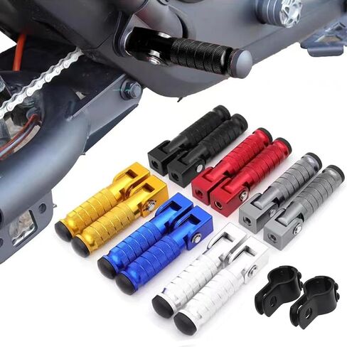 M8 Motorcycle Foot Pegs Foot Rests Foot Pedal 90 Degree Foldable Footpegs CNC Anti-Skid Rear Set Footrest Bicycle Passenger Pedal Universal for Motorbike Mini Bike Dirt Pit Bike (Black) in Saudi Arabia