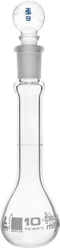 EISCO Volumetric Flask, 200ml - Class A, ASTM - Tolerance ±0.100 ml - Glass Stopper - Single, White Graduation in Saudi Arabia