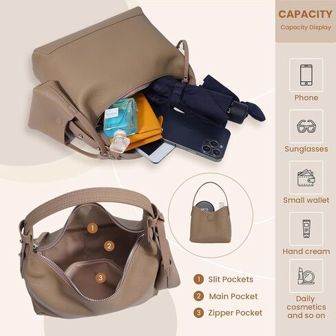 Genuine Leather crossbody Bag for Women, Slouchy crescent Hobo bag Purses shoulder bag with Adjustable Strap in Kuwait
