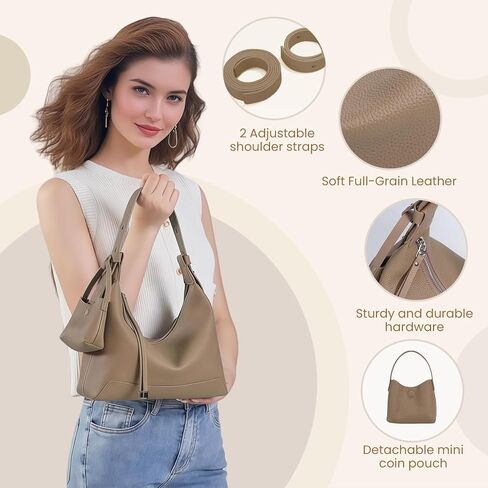 Genuine Leather crossbody Bag for Women, Slouchy crescent Hobo bag Purses shoulder bag with Adjustable Strap in Kuwait