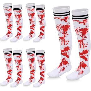 Ramede Cheerleader Halloween Striped Socks for Girls Halloween Bloody Socks Fearsome Spiritless Zombie Accessories in Kuwait