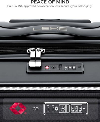 Lekebobor 18 بوصة حمل على شركة طيران معتمدة ، حقيبة سفر قذيفة هجينة هجينة مع عجلات قابلة للإزالة ، قفل TSA ، الجيب الأمامي للنساء ، الأسود in Kuwait