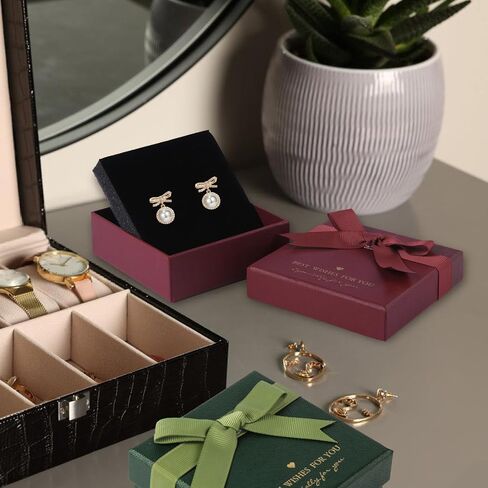 Small Cardboard Gift Jewelry Boxes for Necklace, Earring, Ring, Pendant, Bracelet, Anklet, Jewelry Holder，Valentine's Day Bulk Gift Box (deep red) in Saudi Arabia
