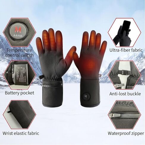 Unisex Heated Glove Liners, Fast-Charging Gloves with Intelligent Constant Temperature & Long-Lasting Battery Life, Suitable for Cycling, Hiking, Indoor & Outdoor Use, Thin Design in Saudi Arabia