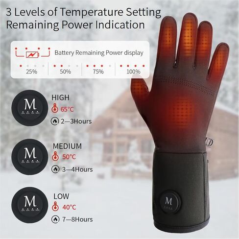 Unisex Heated Glove Liners, Fast-Charging Gloves with Intelligent Constant Temperature & Long-Lasting Battery Life, Suitable for Cycling, Hiking, Indoor & Outdoor Use, Thin Design in Saudi Arabia