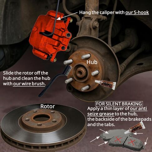 أداة ضاغط مكبس الفرامل ، قفازات ، 2 خطافات ، تشحيم القرص ، فرشاة الأسلاك. 5 في 1 مجموعة أدوات ضغط الفرجار الفرامل المهنية أداة فرامل الفرجار in Kuwait