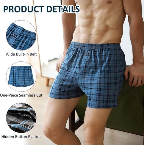 2Pcs Men's Boxer Shorts, Boxers for Men, Relaxed Fit, Moisture Wicking, Blue in Saudi Arabia
