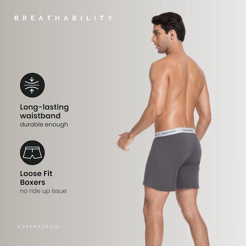 Cotton Boxers for Men Loose Fit Men's Underwear Boxer Shorts Soft Mens Boxer Pack, Breathable, Button Fly, Knit in Kuwait