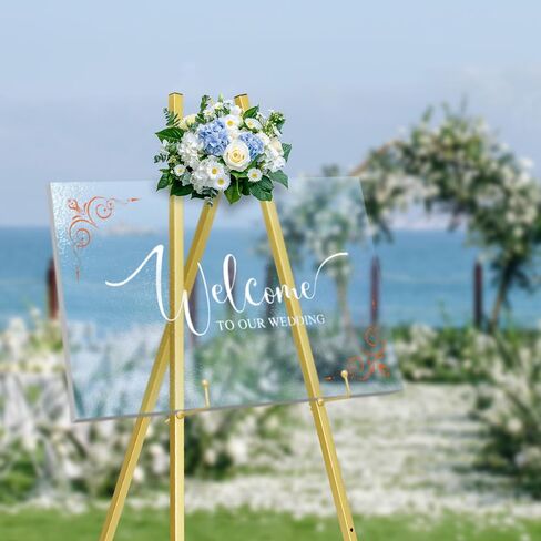 Watihere 46.7 "Gold Easel Stand لعلامات الزفاف - لا يوجد تجميع مطلوب ، قابلة للتعديل ، شاشة قوية للفن ، اللوحات ، الملصقات ، الصور ، ديكور المنزل in Saudi Arabia
