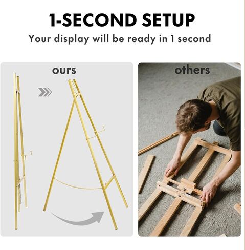 Watihere 46.7 "Gold Easel Stand لعلامات الزفاف - لا يوجد تجميع مطلوب ، قابلة للتعديل ، شاشة قوية للفن ، اللوحات ، الملصقات ، الصور ، ديكور المنزل in Saudi Arabia
