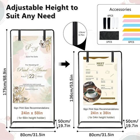Wedding Sign Holder,Adjustable Welcome to Our Wedding Sign Stand with 2 Leather Sign Hanging Straps,Wedding Seating Chart Stand for Party,Baby Shower,Graduation Ceremony(Posters Excluded) in Saudi Arabia