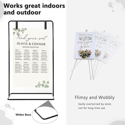 Wedding Sign Holder,Adjustable Welcome to Our Wedding Sign Stand with 2 Leather Sign Hanging Straps,Wedding Seating Chart Stand for Party,Baby Shower,Graduation Ceremony(Posters Excluded) in Saudi Arabia