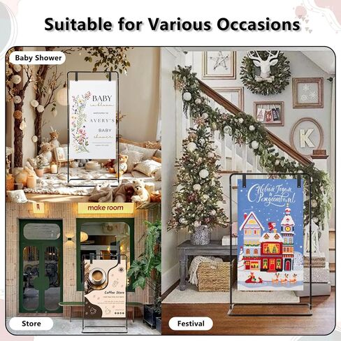 Wedding Sign Holder,Adjustable Welcome to Our Wedding Sign Stand with 2 Leather Sign Hanging Straps,Wedding Seating Chart Stand for Party,Baby Shower,Graduation Ceremony(Posters Excluded) in Saudi Arabia