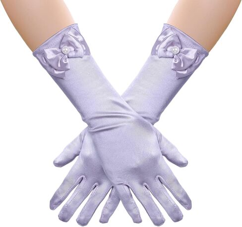 Little Girls Princess Gloves - Satin Gloves for Birthday Halloween Costume Party Princess Cosplay First Communion in Saudi Arabia