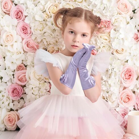 Little Girls Princess Gloves - Satin Gloves for Birthday Halloween Costume Party Princess Cosplay First Communion in Saudi Arabia