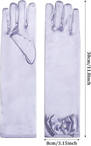 Little Girls Princess Gloves - Satin Gloves for Birthday Halloween Costume Party Princess Cosplay First Communion in Saudi Arabia