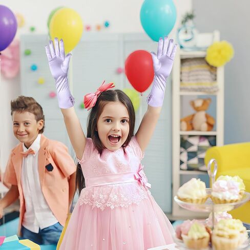 Little Girls Princess Gloves - Satin Gloves for Birthday Halloween Costume Party Princess Cosplay First Communion in Saudi Arabia