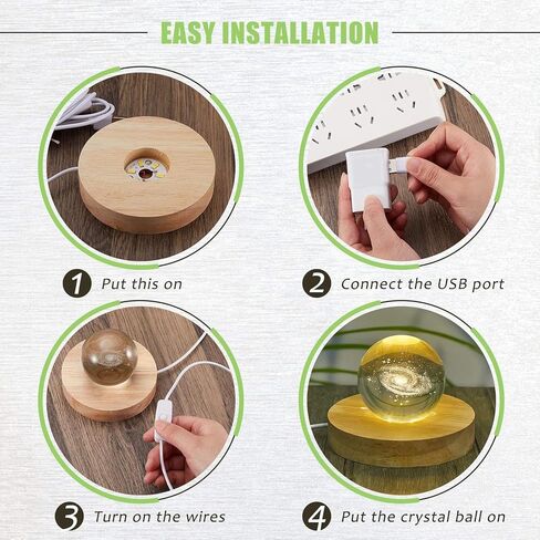 Honoson 2 Pieces Wood Light Display Base Wooden LED Display Base Crystal Glass Base Stand Wood LED Display Stand for 3D Crystal Glass Resin Art (Square, Round) in Kuwait