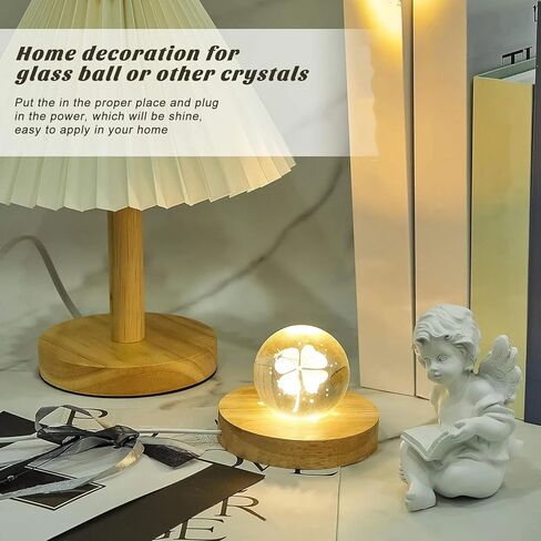 Honoson 2 Pieces Wood Light Display Base Wooden LED Display Base Crystal Glass Base Stand Wood LED Display Stand for 3D Crystal Glass Resin Art (Square, Round) in Kuwait