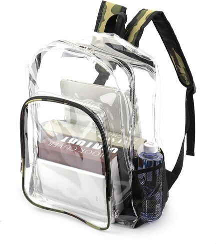 Clear Backpack - Clear Backpacks for School Large Transparent Bookbag for College Work, Black 16 inch in Saudi Arabia