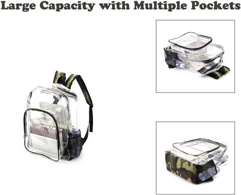 Clear Backpack - Clear Backpacks for School Large Transparent Bookbag for College Work, Black 16 inch in Saudi Arabia