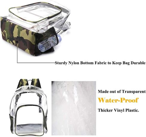 Clear Backpack - Clear Backpacks for School Large Transparent Bookbag for College Work, Black 16 inch in Saudi Arabia